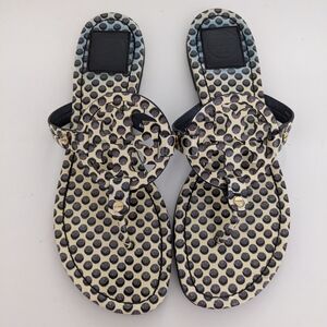Tory Burch Miller Sandal In Dark Gray Polka Dot Print Size 9.5